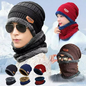 Wool Cap With Neck Warmer | Beanie And Scarf Set With Fleece Mask | Winter Thermal Wool Cap For Men And Women