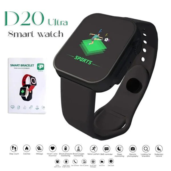 D20 Ultra Smartwatch Heart Rate Blood Pressure Oxygen Reloj Intelligent Smart Bracelet